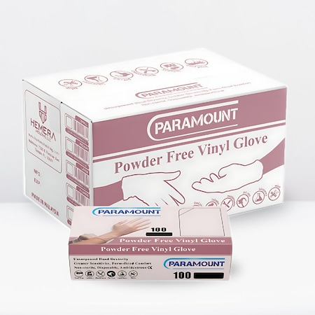 Paramount Paramount1000V, Disposable Gloves, 4 mil Palm, Vinyl, Powder-Free, M, 1000 PK, Clear M